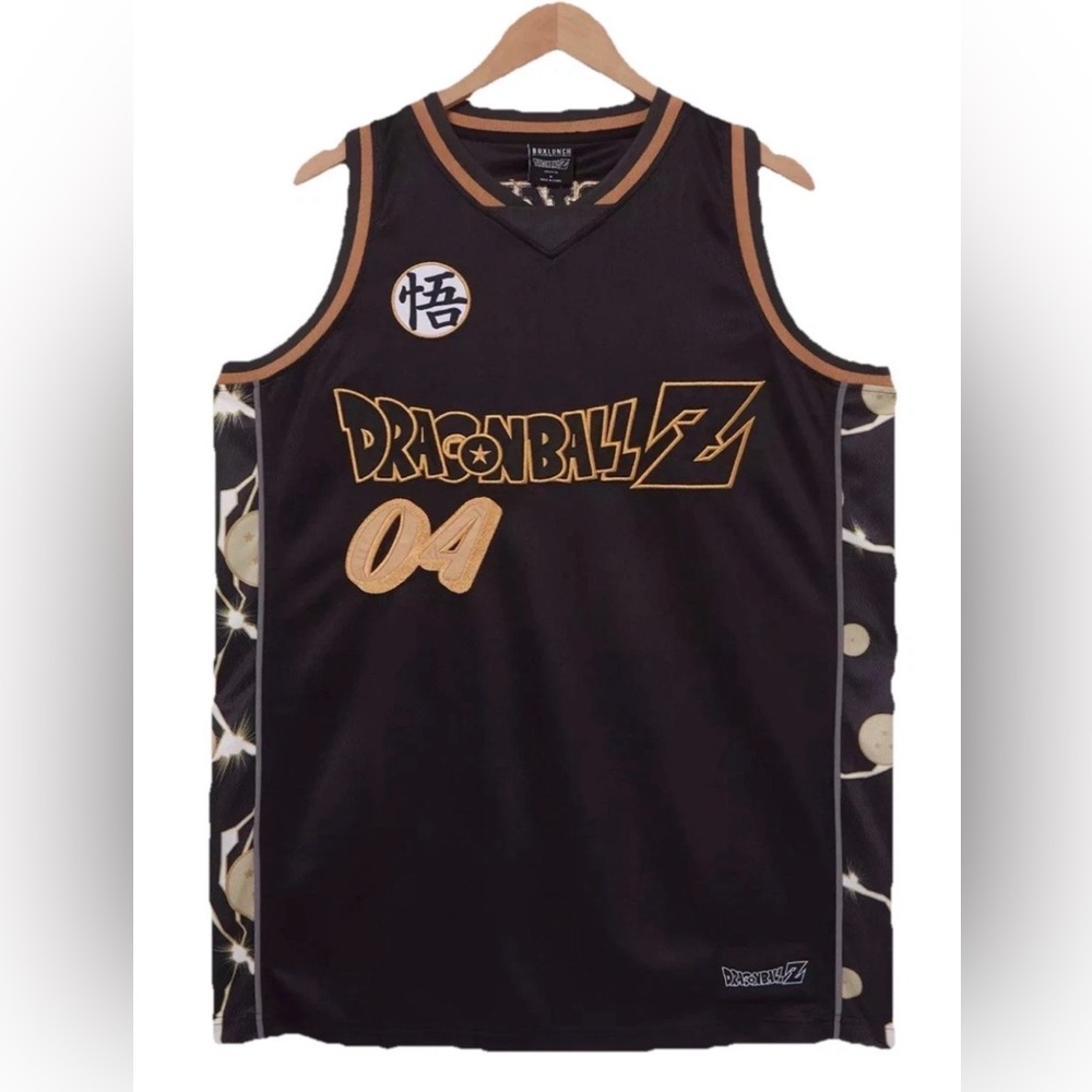 Dragon Ball Z Black and Gold Men's basketball Jersey size Small